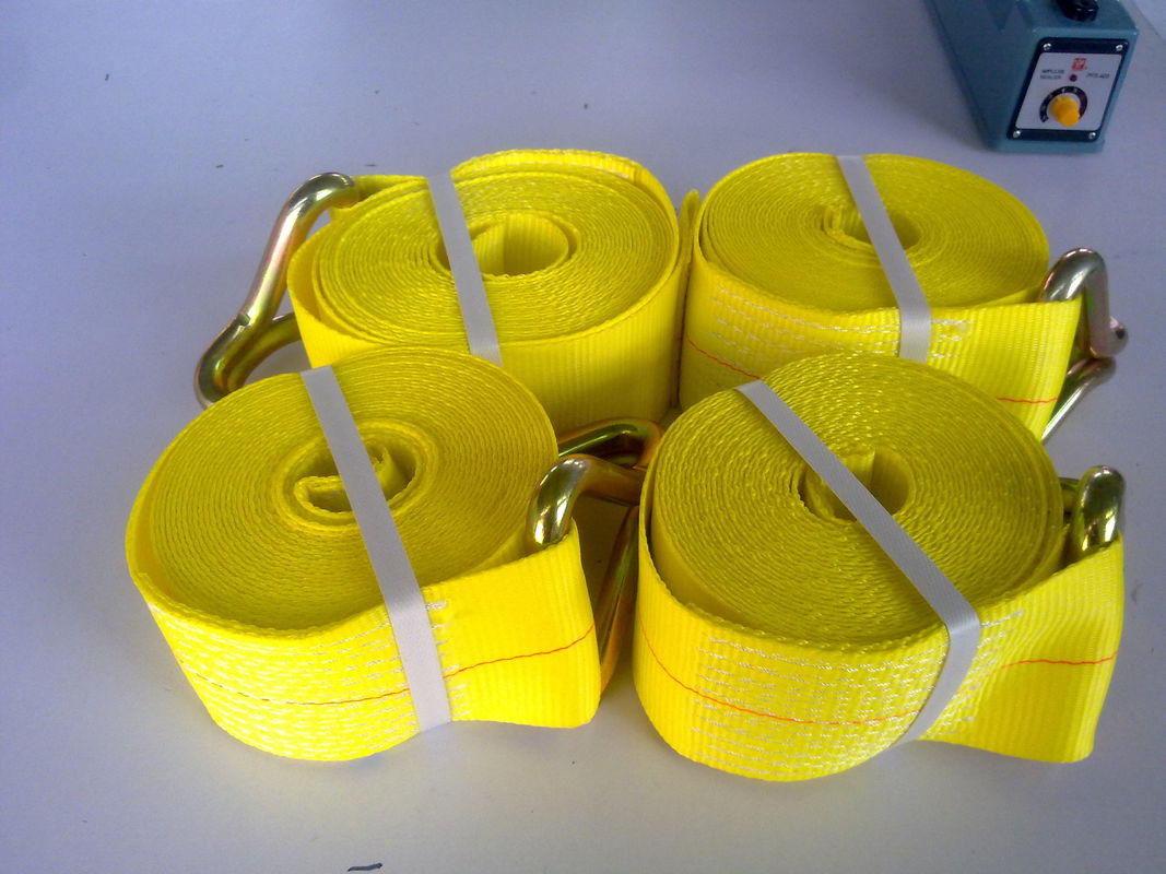 4 Inch 30 Foot Ratchet Tie Down Straps Yellow For Motorcycle Lightweight