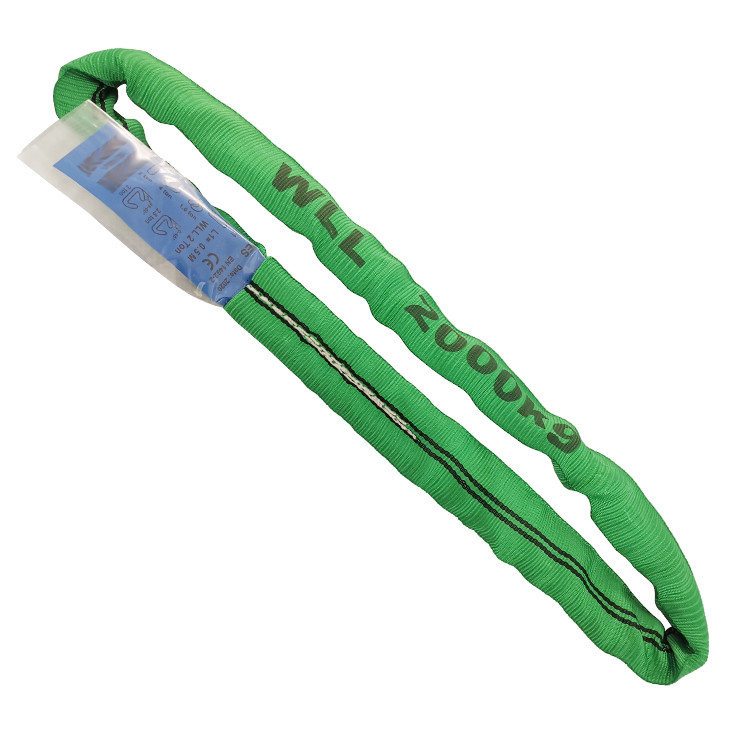 Green Lift All Polyester Slings , 2 Ton Lifting Straps Wide Bearing Surface