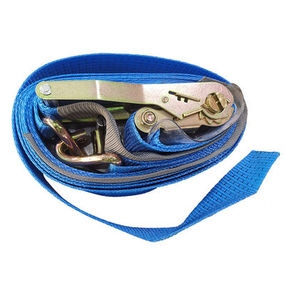 Buy Heavy Duty 4-Ton 5-Meter Ratchet Tie Down Strap - High-Tenacity Blue Polyester Webbing with Double J Hooks online manufacture