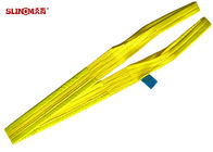 Polyester Duplex Webbing Slings , Yellow 3 Ton Flat Eye Sling For Crane