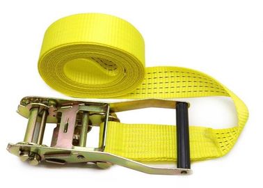 Yellow Webbing Lashing Strap With 100% High Tenacity Polyester Yarn Belt Material