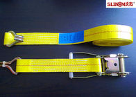 WLL 3335 LBS Polyester Heavy Duty Ratchet Tie Down Straps With Blue / White Label