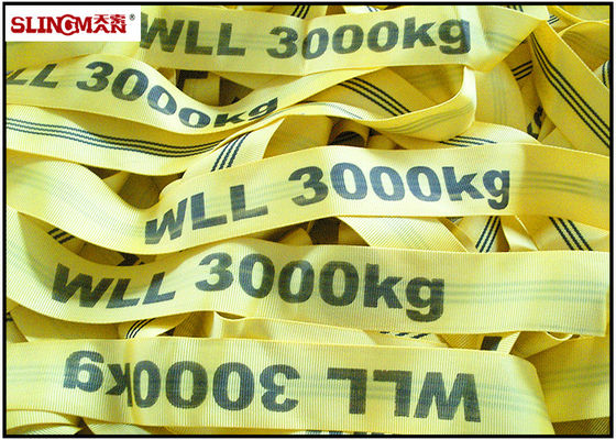 Buy EN1492-2 Soft Polyester Lifting Sling , Seamless Yellow 3 Ton Lifting Straps online manufacture