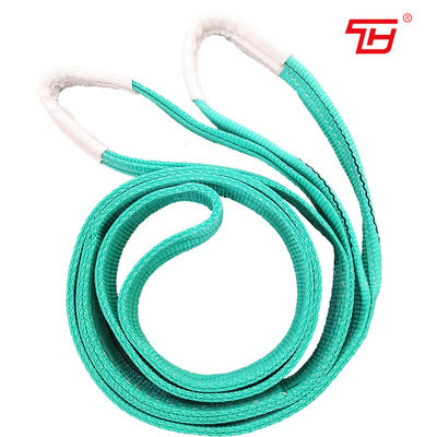 Buy 60mm Width 2T Green Color 100% Polyester Webbing Sling With Flat Or Becket Eyes online manufacture