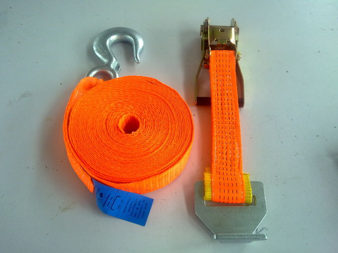 Adjustable Cargo Ratchet Tie Down Straps , Load Securing Strap With Ratchet